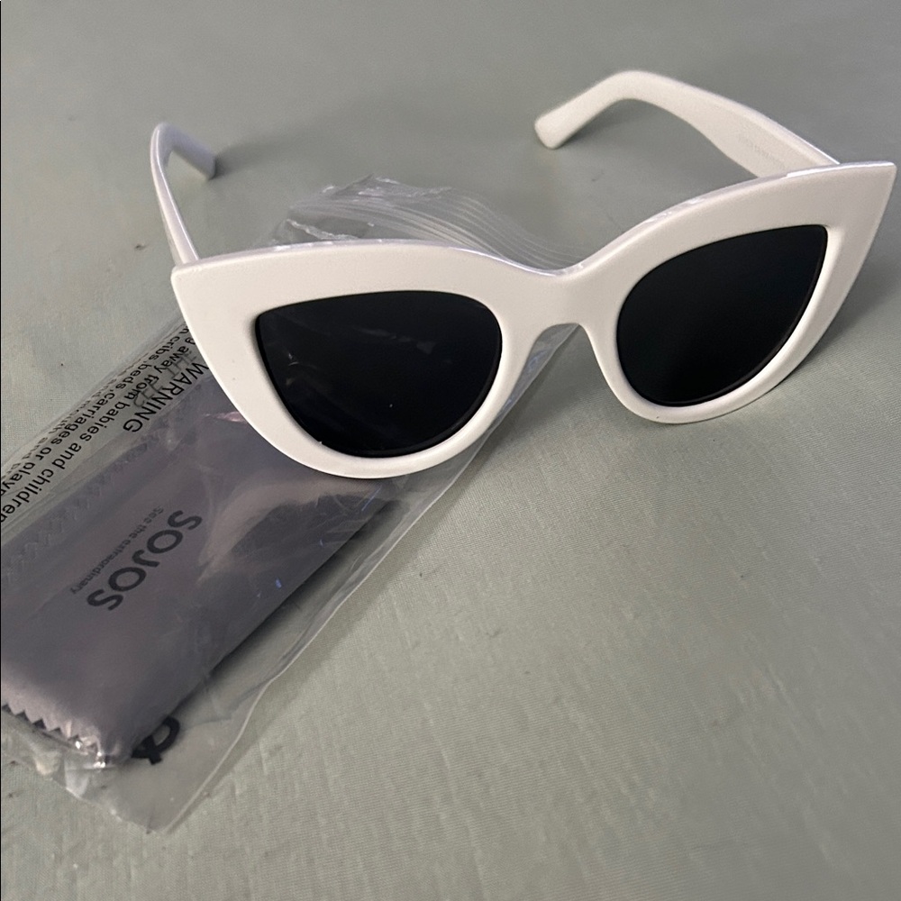 White Cat-Eye Sunglasses